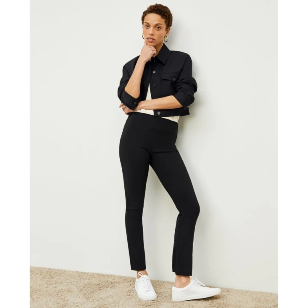 MM.LaFleur Foster Pant Womens 4 Black High Waist Side Zip Stretch Ankle Trousers